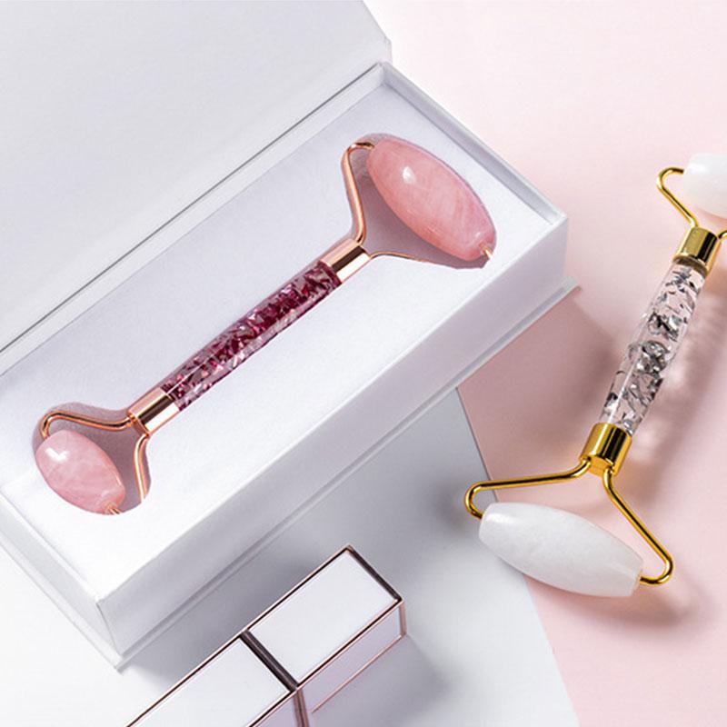 Gouache Stone Acrylic Jade Roller Massager For Face Natural Rose Quartz Face Roller Jade Massager Quartz Facial Massage Tool New