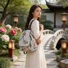 Ethnic Embroidered Canvas Backpack For Women With Floral Design And 15in Laptop Storage For Casual Travel And School
