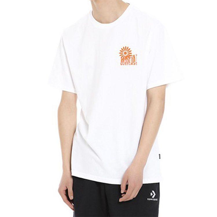 Converse T Shirts Men's White Crew Neck Moderate Straight Fit 10019896-102
