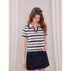 CHOCOOLATE Women's Color-Block Striped Knit Polo