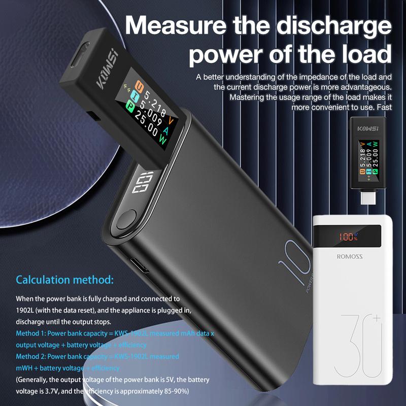 KWS-1902L Type-C Current Voltage Monitor Color Screen Voltmeter Ammeter USB Tester Fast Charging Trigger Meter