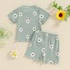 Toddler Girls Summer Shorts Sets Short Sleeve Floral/Butterfly Print Tops Shorts Sets
