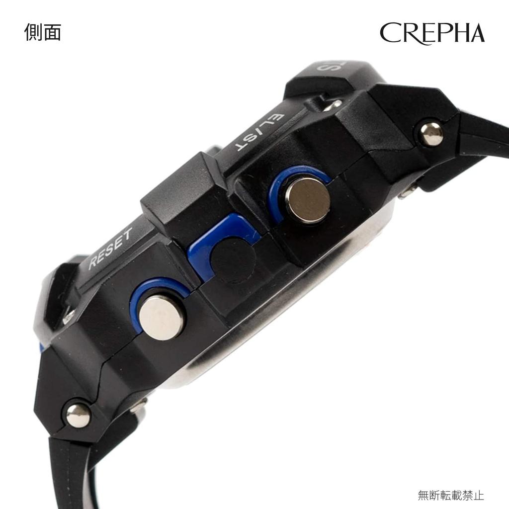 CREPHA Digital Water Resistant to 5 Large Urethane T-SPORTS Wristwatch, Multi-Function, ATM, Stopwatch, Display, Strap, Blue, Men's, Sports,