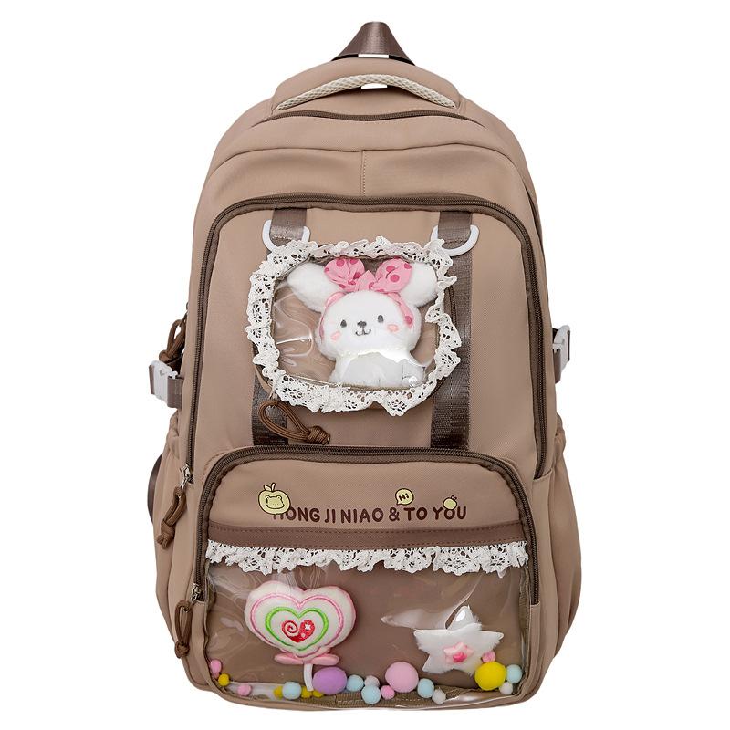 Schulrucksack für Mittelschüler süßer Kontrastfarben-Stil transparent dekomprimierend große Kapazität Mädchenrucksack