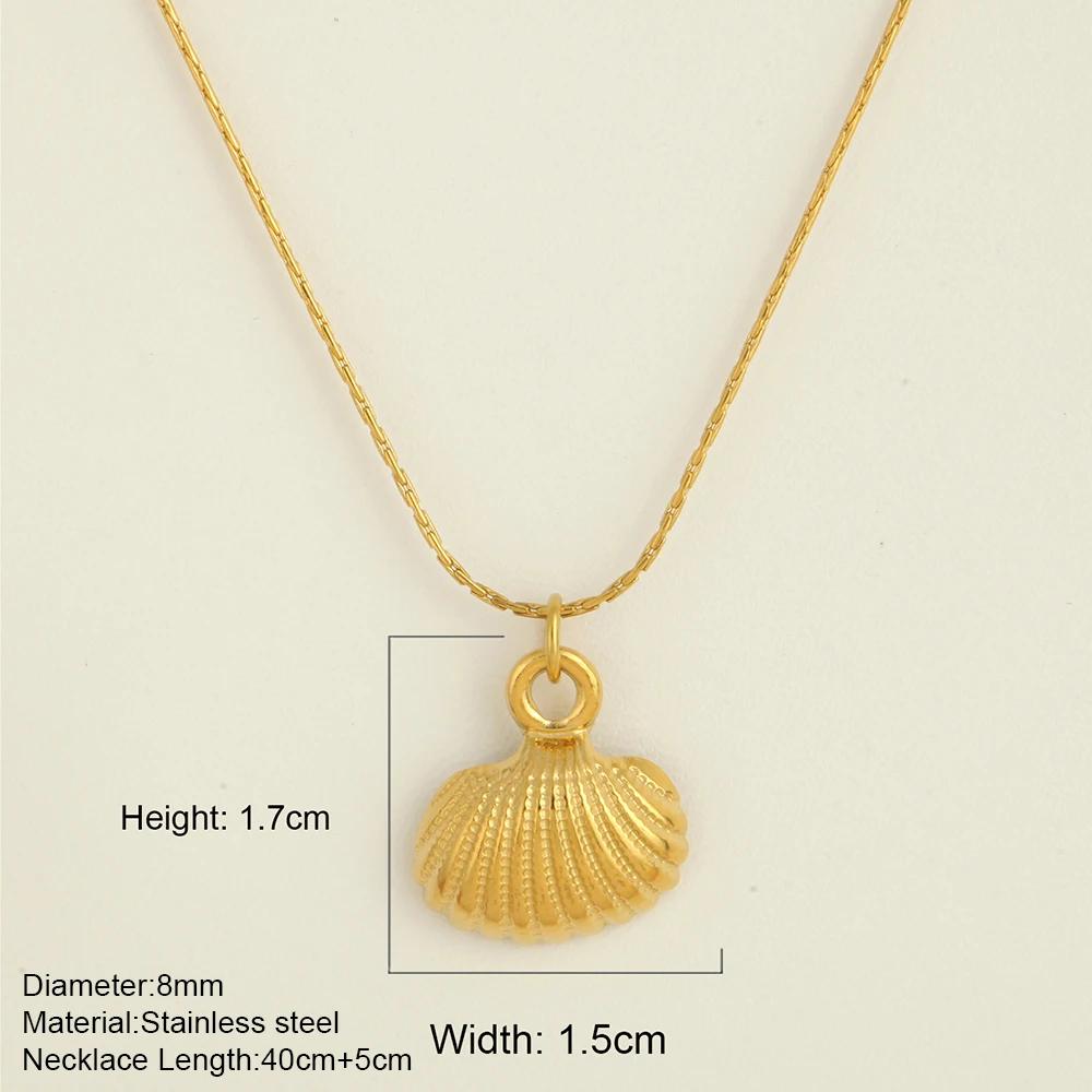 Ocean Series Guld Choker Rostfritt Stål Hänge Halsband för Kvinnor Snäcka Sjöstjärna Hängen Kvinnors Chunky Smycken Tillbehör