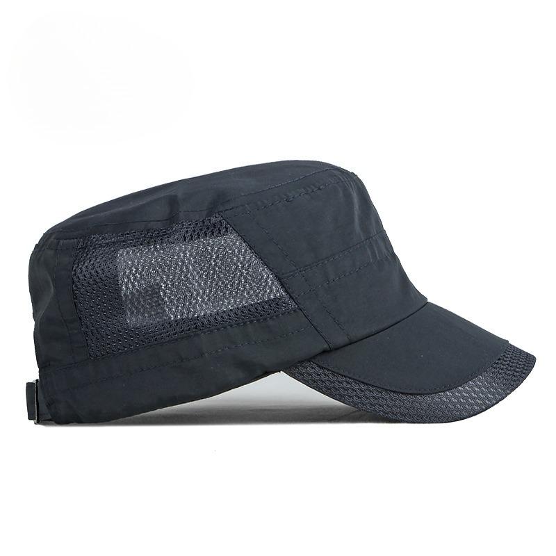 Quick Dry Military Cap for Men Women Summer Mesh Breathable Flat Top Hat Sun Protection Outdoor Sports Casual Cadet Cap Thin Peaked Hat