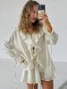 Spring Autumn French Sweet Loose Ruffles Lace Collar Two Piece Set Women's Outfit