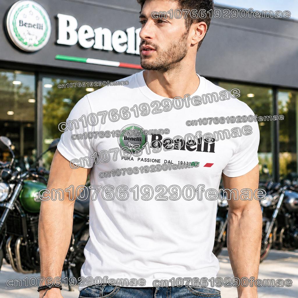 Klassisches Benelli Motorrad Grafik T-Shirt Unisex Weiche Baumwolle Outdoor Lässig Streetwear Mode Biker Shirt Bequemes Oberteil