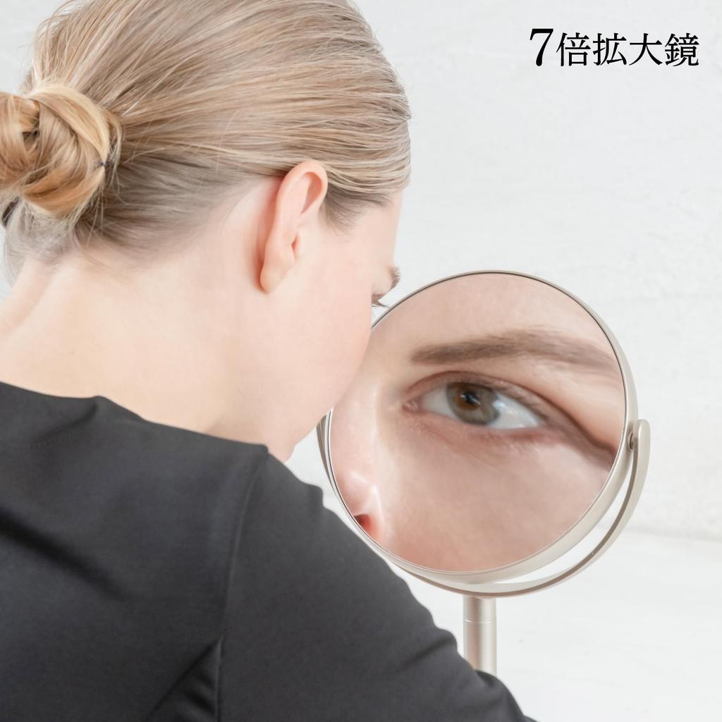 HORIUCHI MIRROR Double-Sided Standing Mirror with 7x Magnification for Detailed Viewing, Makeup Mirror, Perfect Gift for Respect for the Aged Day or M