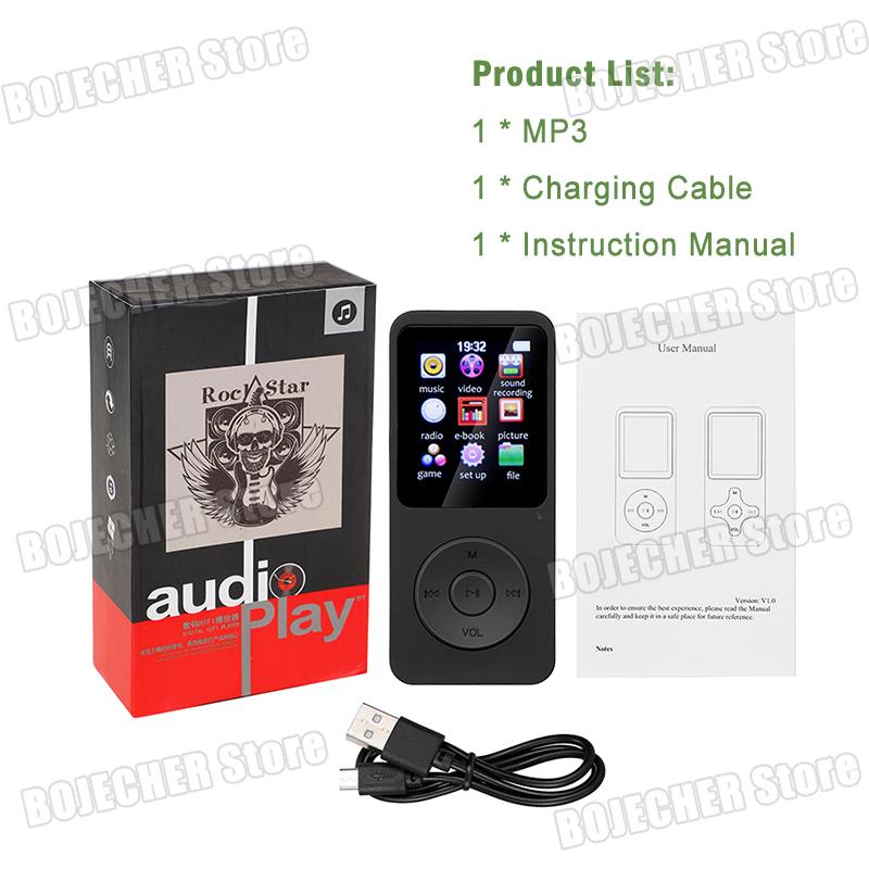 

Portable Bluetooth 5.4 MP3 Music Player Type-C Charging Mini Music Walkman Compatible Video Recording FM Radio E-Book Reading