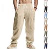 Herren Leinenhose Vier Jahreszeiten Dünner Schnitt Atmungsaktiv Arbeitskleidung Mehrere Taschen Locker Lässig Trend Weiter Beinschnitt Hose