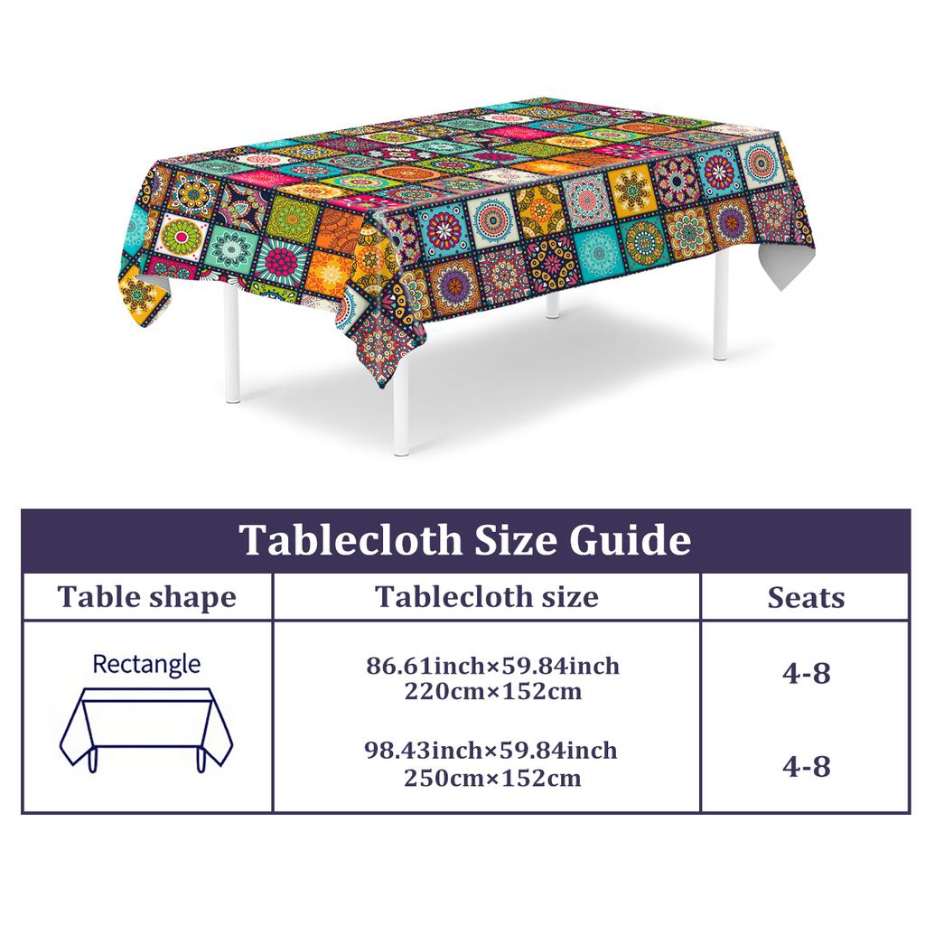 Mandala Bohemia Style Tablecloth Boho Birthday Party Decoration Kitchen Dining Table Colorful Table Cover Baby Shower Supplies
