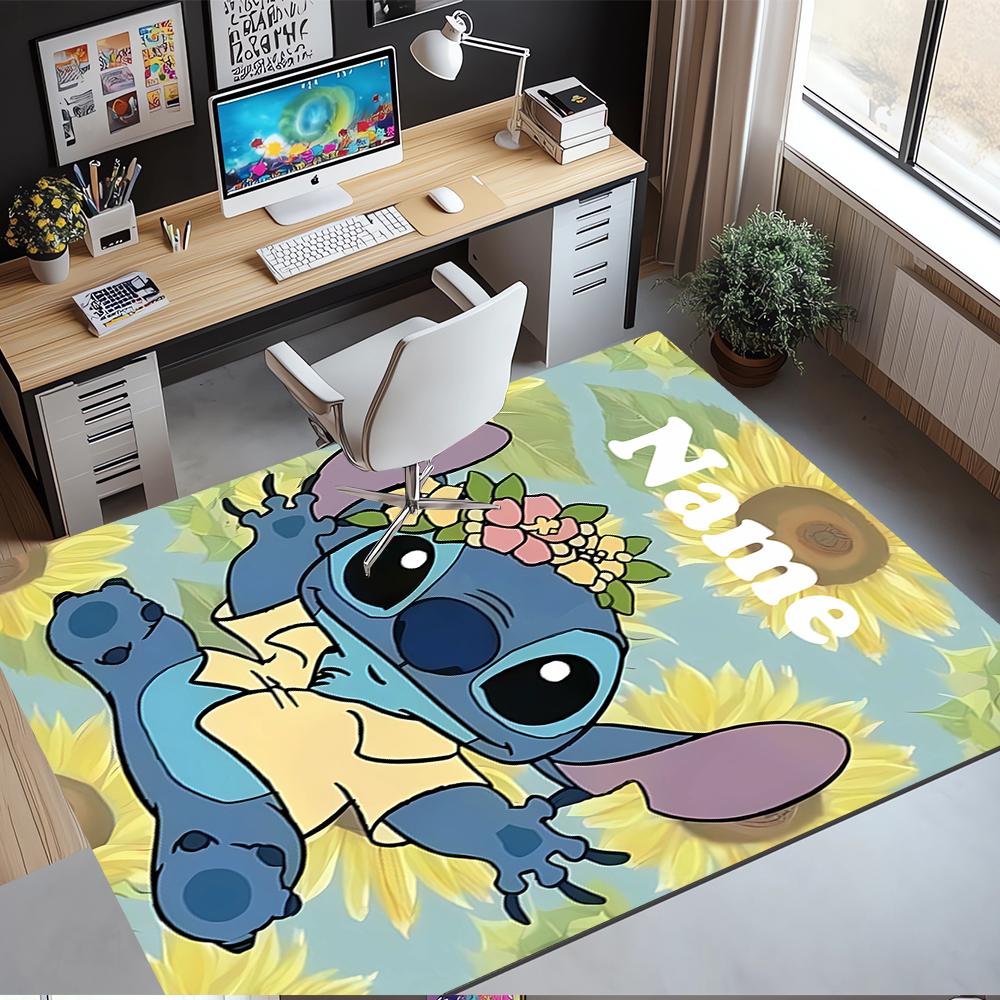 Custom Name Stitch Printed Carpet,Rug for Office Chair Living Room Bedroom Kitchen Room Decor Gifts.