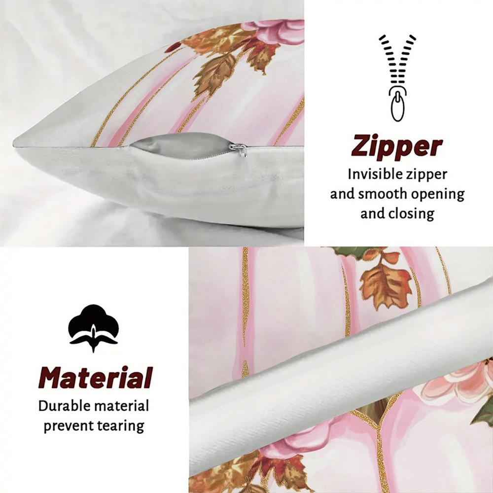 Adorable Pink and White Pumpkin Floral Decorative Pillow Covers - Hello Pumpkin Design Sofa Cushion Cover Home Room Decoration