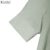 ZANZEA Women Turn Down Collar Loose 3/4 Sleeve Plain Blouse