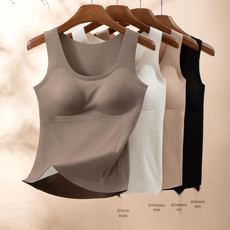 Women's L2# Wool Silk Brushed Base Layer with Underarm Coverage & One-Piece Fixed Bra Pads