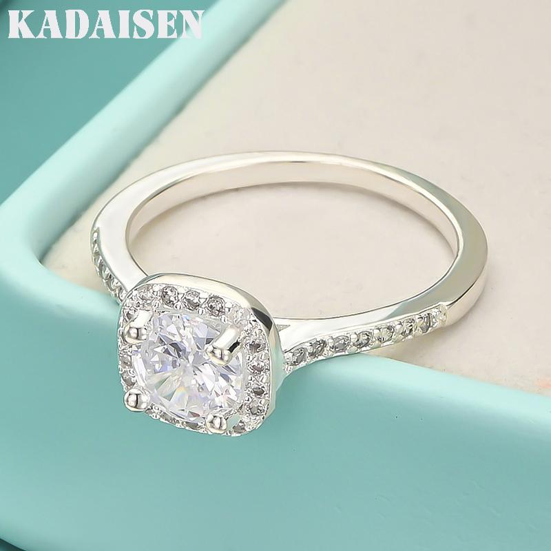 High Quality 925 Sterling Silver Square Four Claw Zircon Rings for Women Couple Gifts Fashion Party Wedding Jewelry