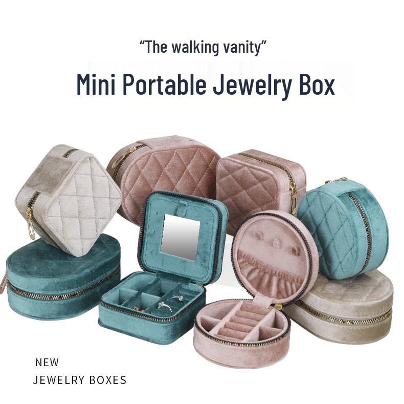 Boîte à Bijoux de Luxe en Velours pour Bagues, Colliers et Puces d'Oreilles - Solution de Rangement Portable et Élégante