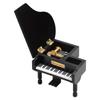Grand Piano Shaped Windup Wooded Music Box with Small Stool Creative Gift Birthday Present