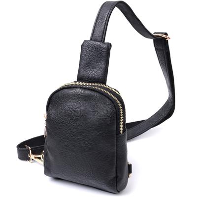 Malá dámska crossbody taška s dvoma priehradkami z ekokože VINTAGE Bag 22784 Čierna