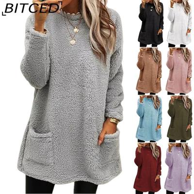 Women's Fashion Casual Solid Color Print Autumn Winter Long Sleeve O-Neck Loose Sweaters