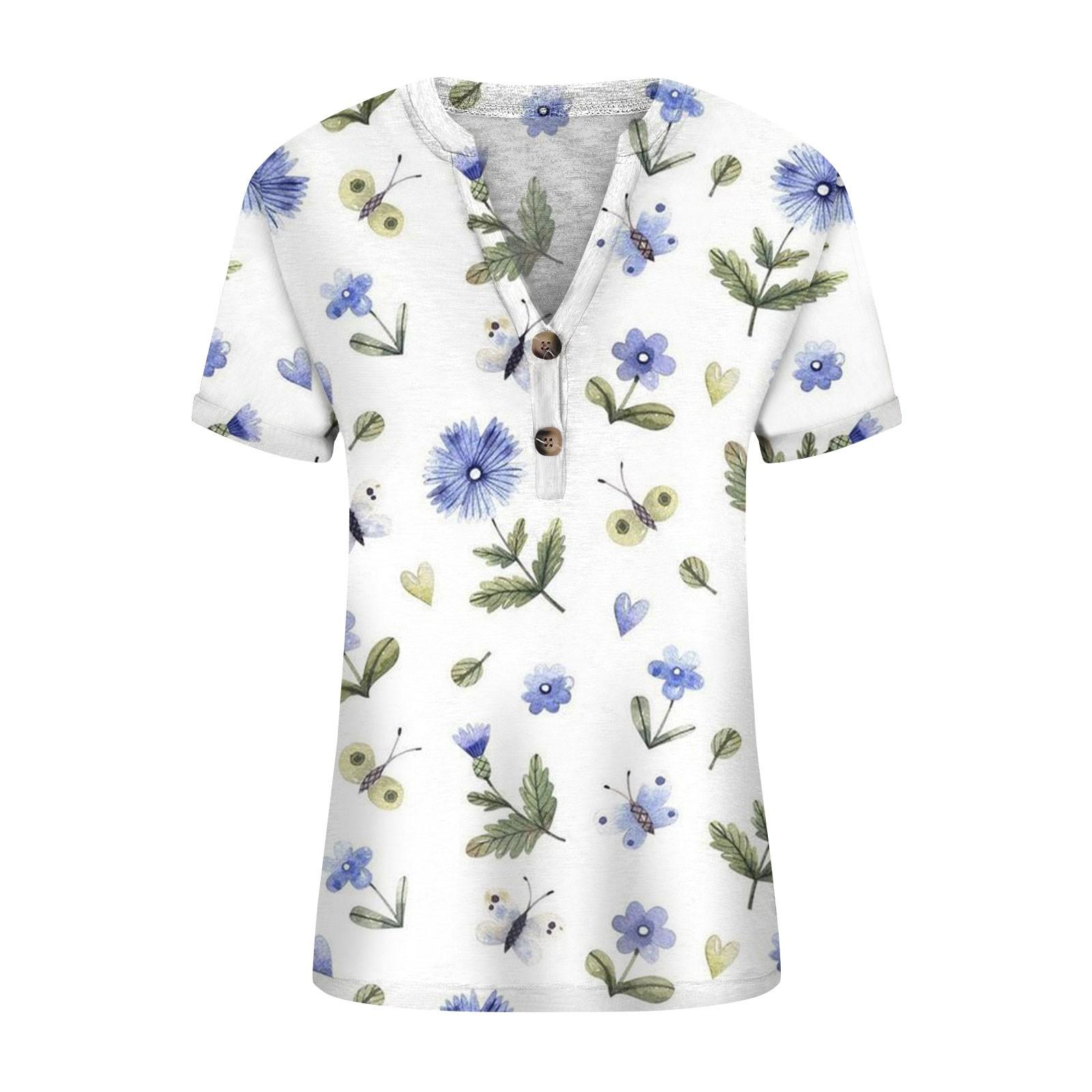 Модные женские свободные летние простые повседневные топы с V-образным вырезом — фото 4