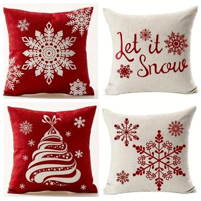 Christmas Pillow Cover Essential for Festival Decoration Christmas Tree Snowflake Pattern Sofa Bedroom Home Decoration