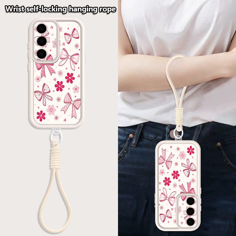Wrist Lanyard Case For Samsung Galaxy S26 S24 S25 Ultra S23 S25 FE A57 A17 A37 A56 A16 A55 A54 A15 A25 Dreamy Butterfly Cover