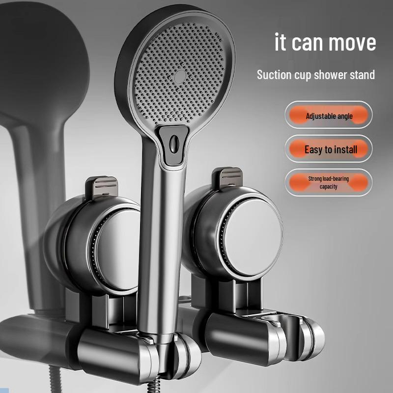 No-Drill Suction Cup Shower Head Holder & Storage Rack