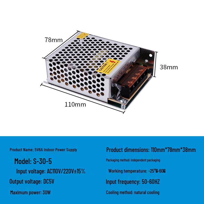 220V To 12V/24V/5V DC Power Supply for LED Strip Lights - 5A/10A/30A, 60W Transformer