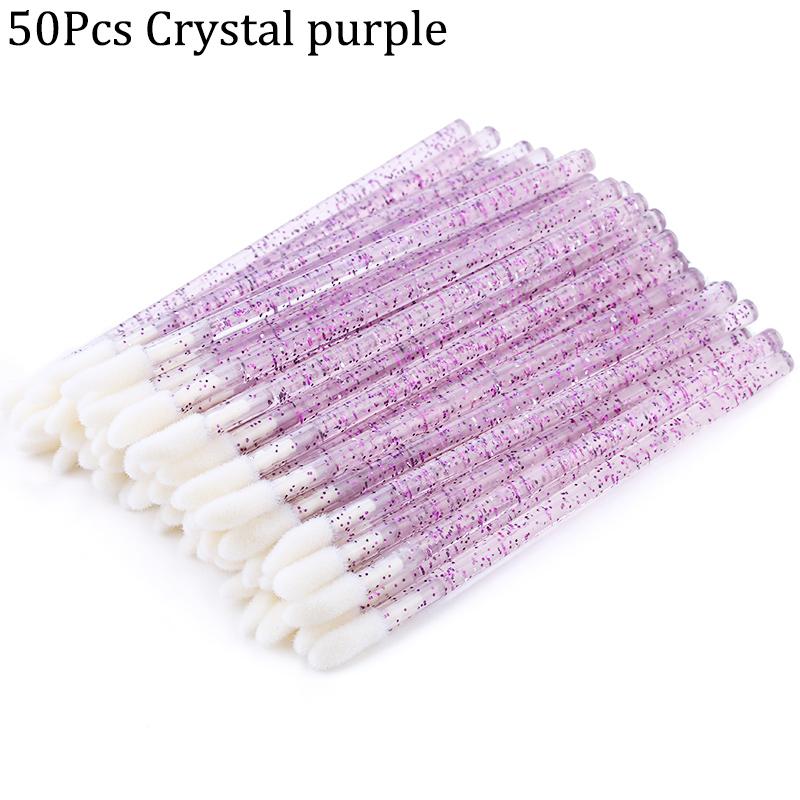50Pcs Disposable Crystal Eyelash Brush Lashes Micro Lip Brushes Supplies Applicator Cleaner Beauty Eyelash Extension Tools