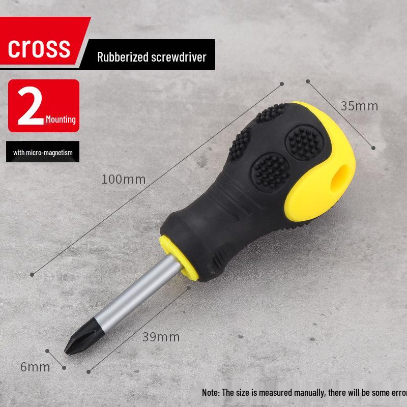 Compact Mini Two-Way Screwdriver: Short Handle, Interchangeable Phillips, Slotted, Torx Heads