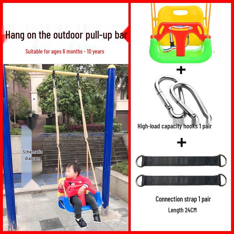 Children's Outdoor/Indoor Hanging Swing Chair with Rope and Single Bar