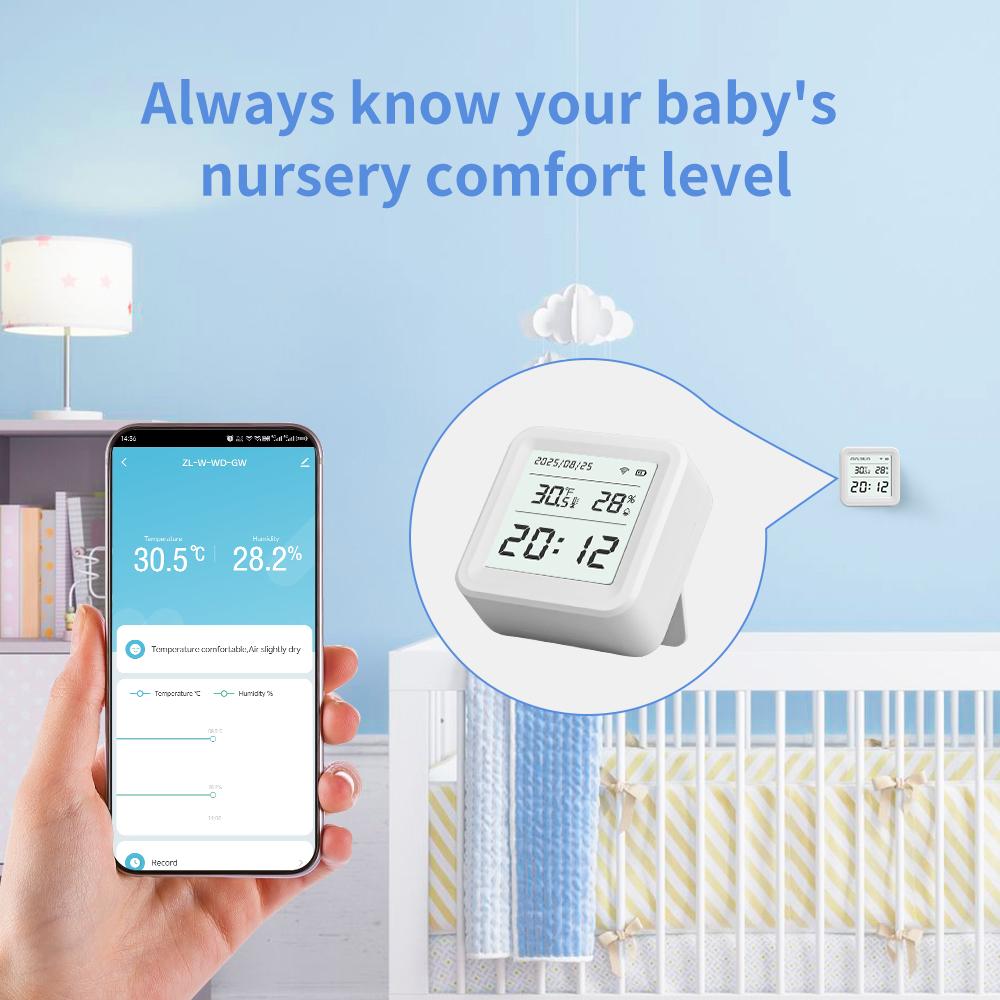 WiFi Temperature Sensor Indoor Thermometer and Hygrometer Tuya Smart Devices Smart Home Products Remote Monitoring
