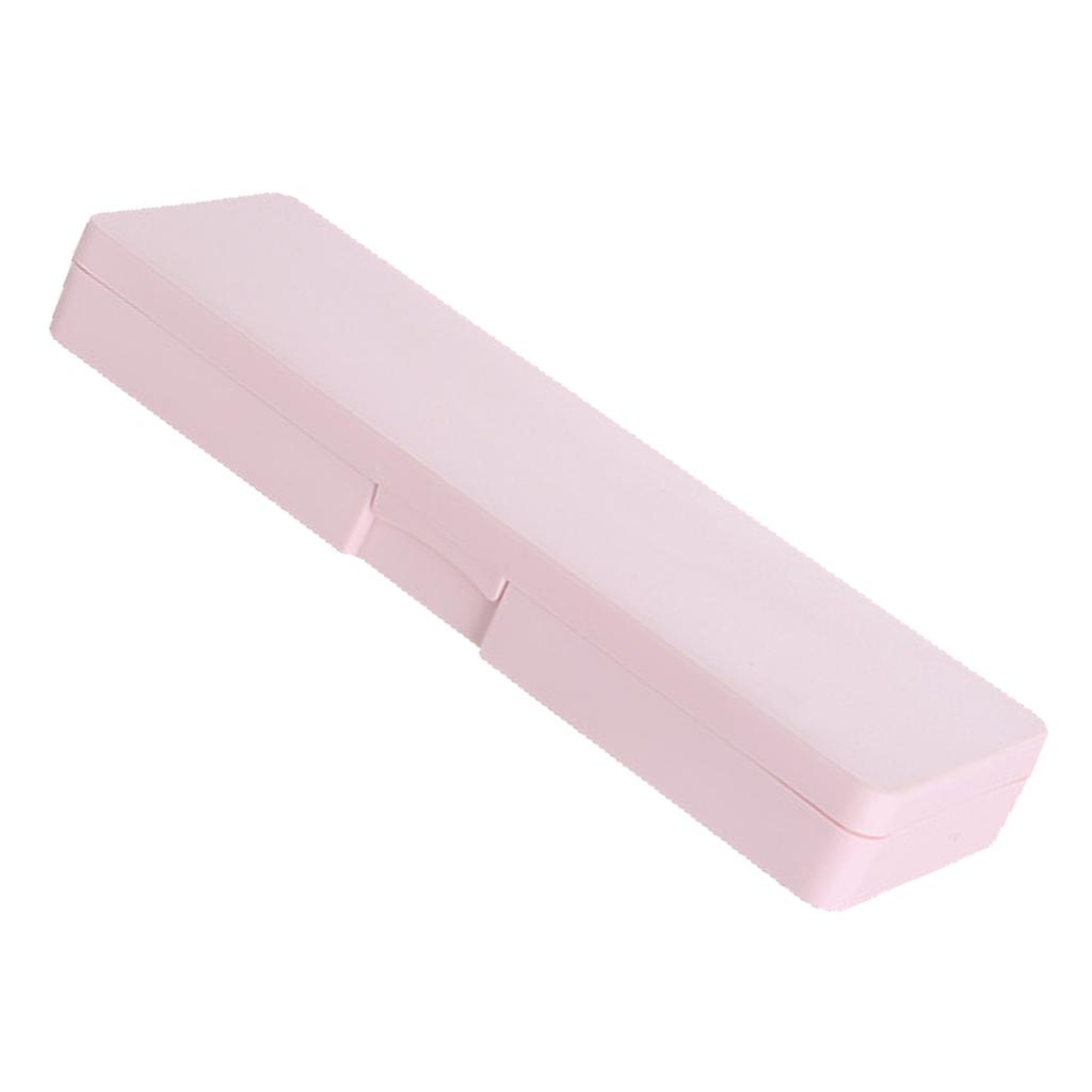 Plastic Pencil Case Snap Closure Lightweight Portable Simple Design Pen Box for Students Stationery Light Roseate