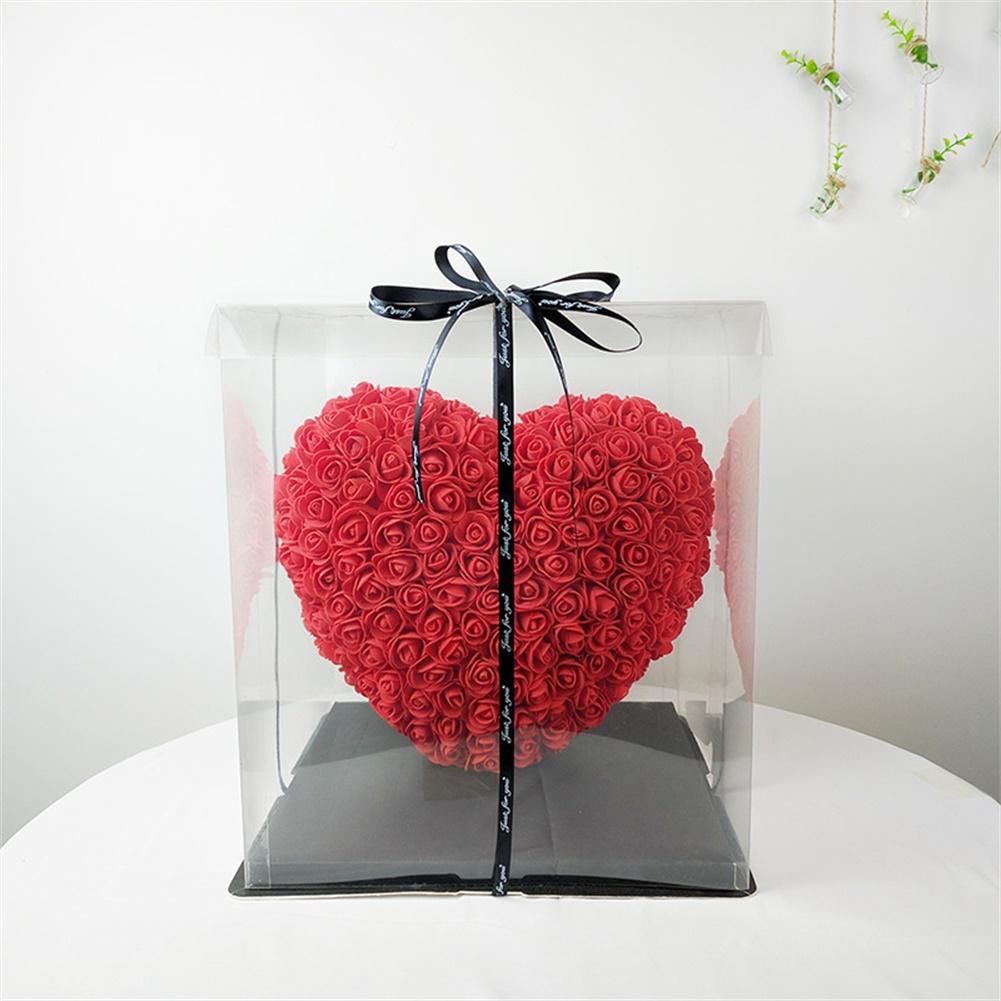 

Rose Flower Loving Heart Artificial Decoration for Christmas Gifts Women Valentines Gift Transparent gift box (including ribbon)#0
