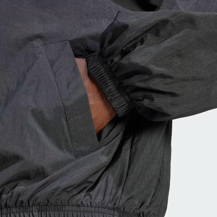 Adidas Originální prémiový nylonový větrovka s límcem stojáčkem a dlouhým rukávem na zip dámský svrchní oděv černý IT6726