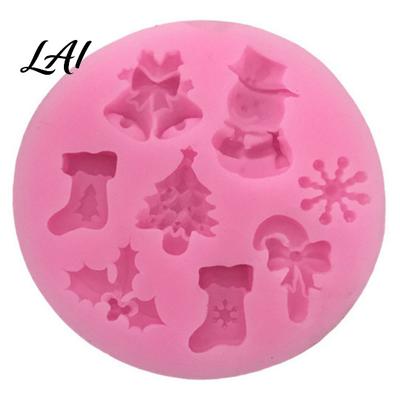 Fondant Cake Decoration Mold Christmas Silicone Mold with 8 Christmas-Themed Shapes Non-Stick Durable DIY Holiday Ornament Easy Clean for Chocolates