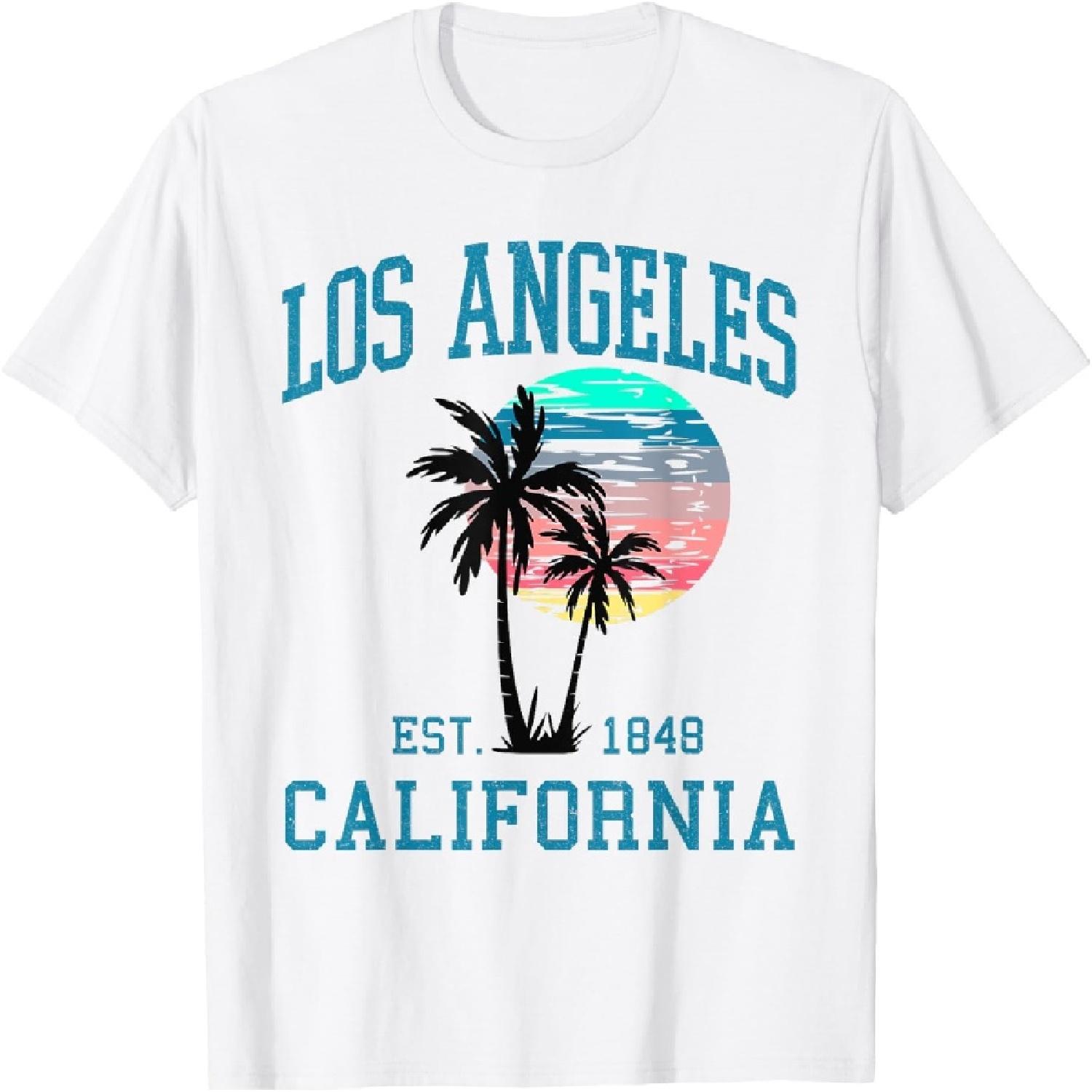 Лос-Анджелес, Калифорния, летний отдых, пляж, пальмы, футболка для мужчин, женщин и детей. XXXXXL белый