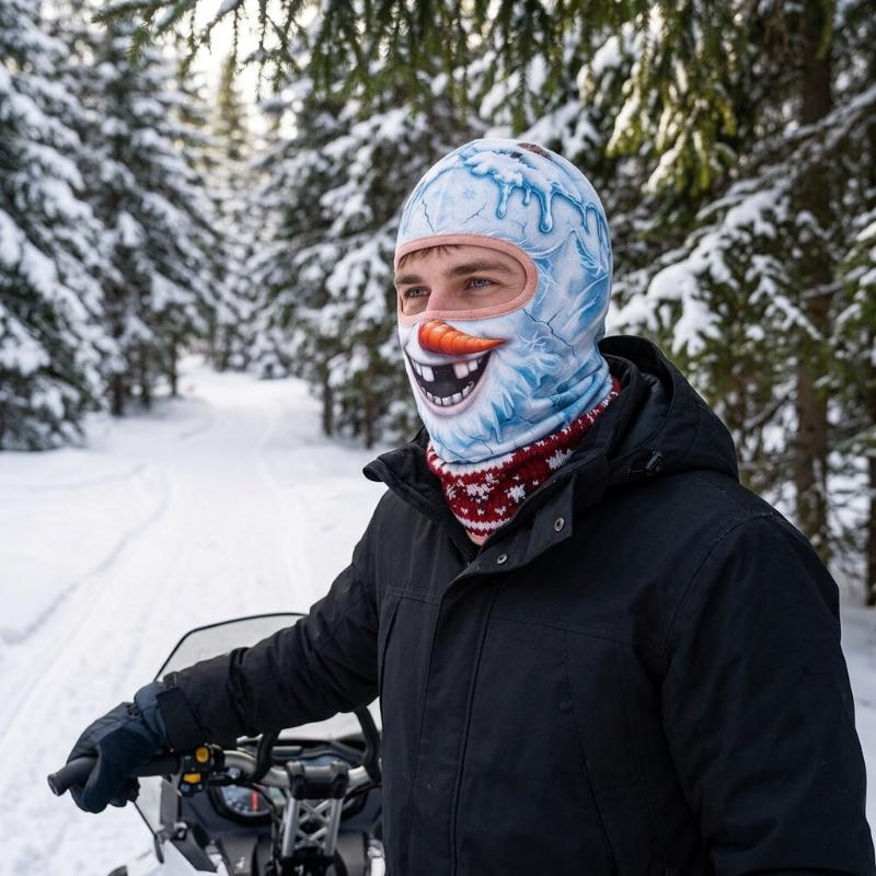 3D Face Printed Old Man Full Coverage Breathable Eye Hole Winter Mask Cover Stretch White Mustache Novelty Headwear