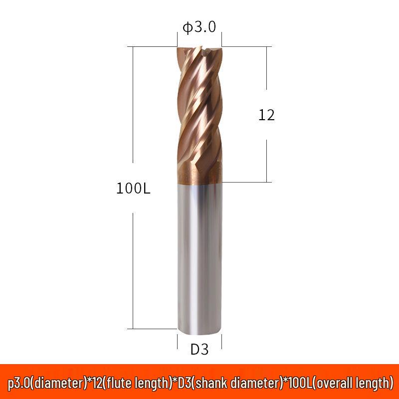Taiwan 60° Tungsten Carbide 4-Flute Coated End Mill for Steel CNC Machining