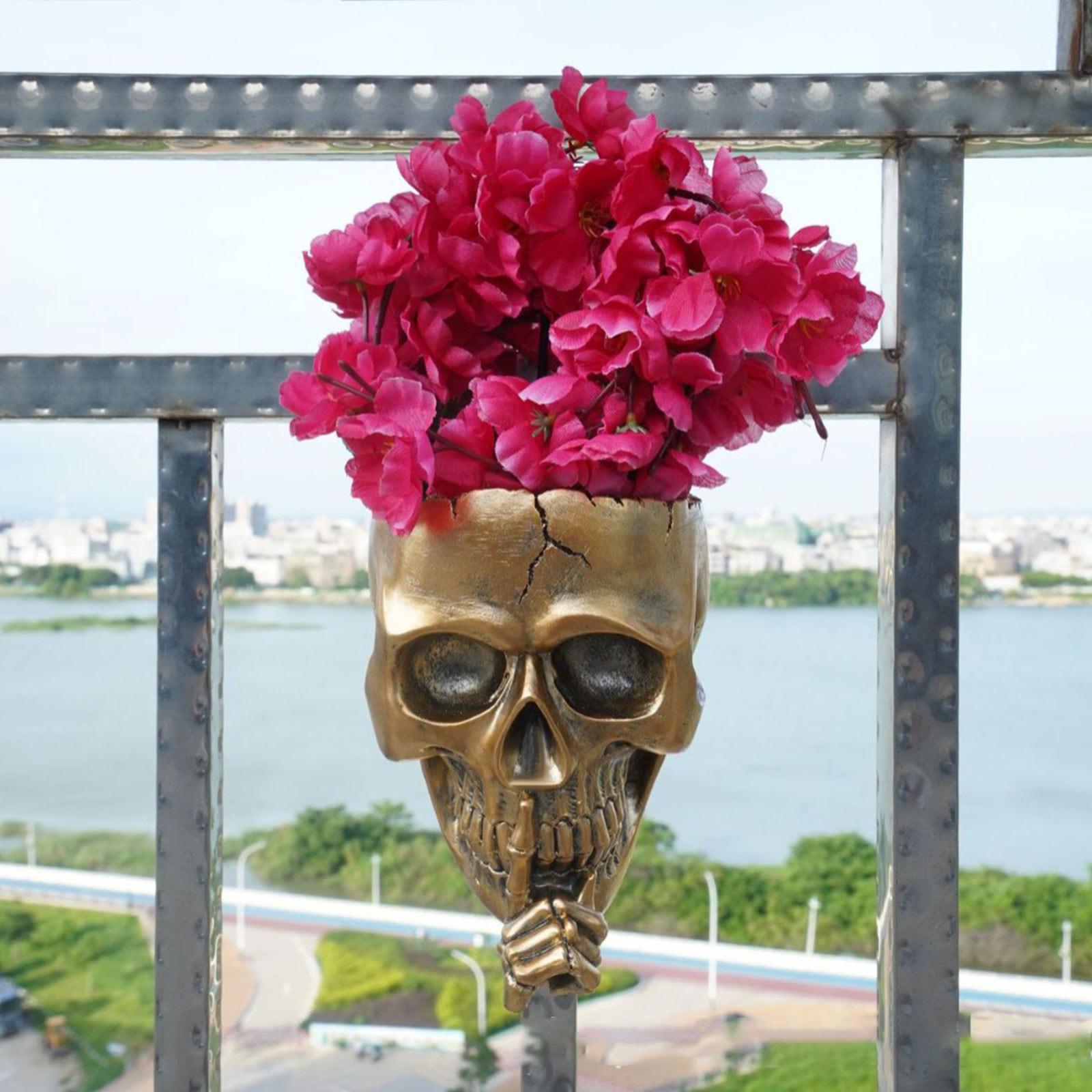 

Подвесной кашпо для домашнего декора, жуткий настенный кашпо для комнатных и уличных растений, уникальная современная готическая ваза, кашпо с дренажем One Size золотой