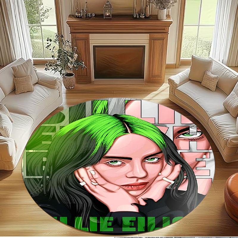Billie Eilish Print Round Rug, Washable Floor Carpet, For Entryway Dorm Laundry Room Office Study, Home Decor Birthday Christmas Gift