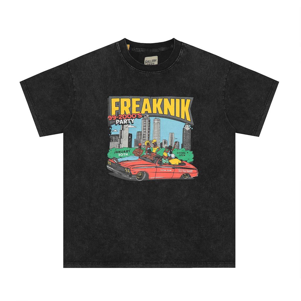 Cross-border trendy brand GALLERY DEPT play men's and women's car printing washed short-sleeved T-shirt men's and women's high street half-sleeves