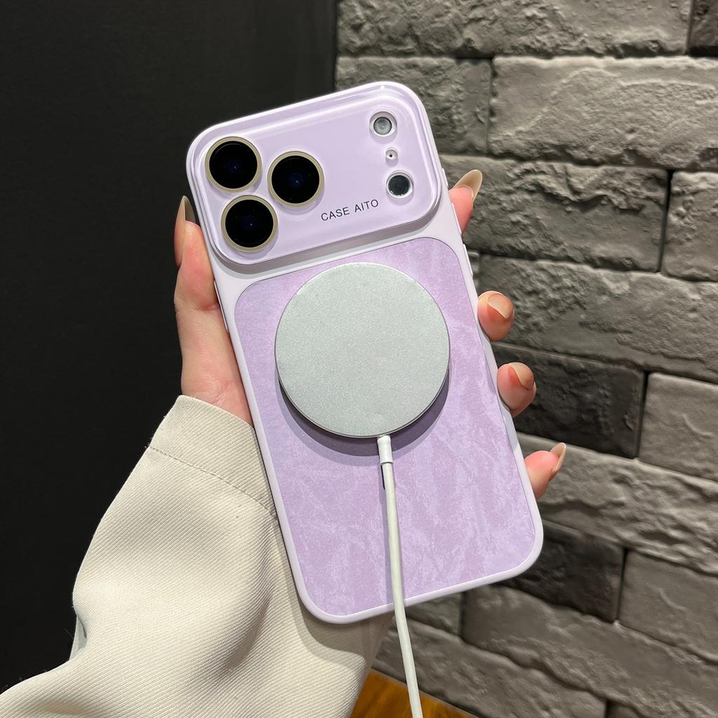 Soft Magsafe Silicone Leather Snow Mountain Pattern Phone Case For iPhone 14 15 16 17 Pro Max Magnetic Shockproof Bumper Cover