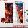 Skull Flower Crown Curtains Digital Printing Sugar Marigold Candle Pattern Day Dead Theme Room Decor Set Of 2 Made Polyester