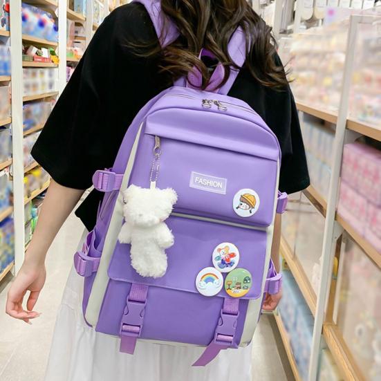 4 Pcs/Set Student Backpack Set Includes Crossbody Bag Pencil Case And Tutoring Bag Large Capacity