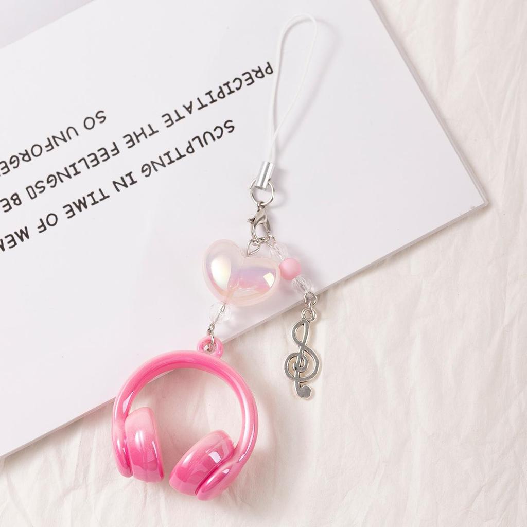 Creative 3D Music Earphones Acrylic Keychain and Schoolbag Charm