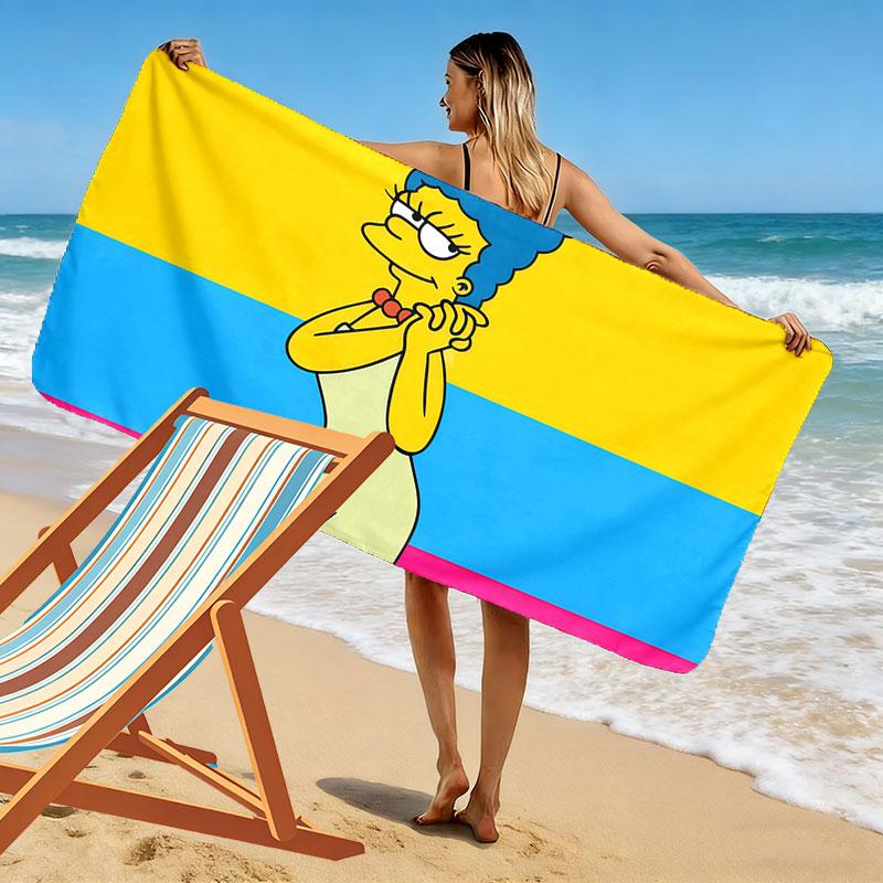Marge Simpson Art Print Beach Towel, Large Soft Quick Dry Towel for Beach Camping Swimming
