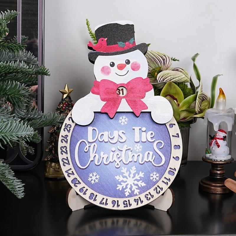Christmas Decorations Countdown Calendar Desktop Wooden Decoration Santa Claus Countdown Calendar for Home Office Decoration